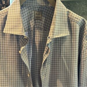 Ike Behar Men's Casual Plaid Shirt in Blue and White